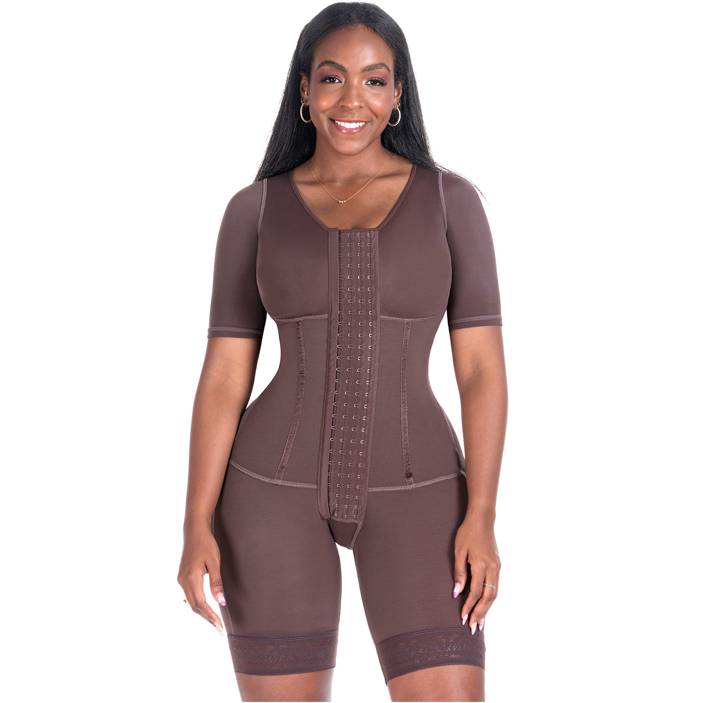 Bling Shapers 938BF | Colombian Compression Garment for Women | Enhance Your Figure with Sleeves and Built-In Bra | Experience the Power of Powernet