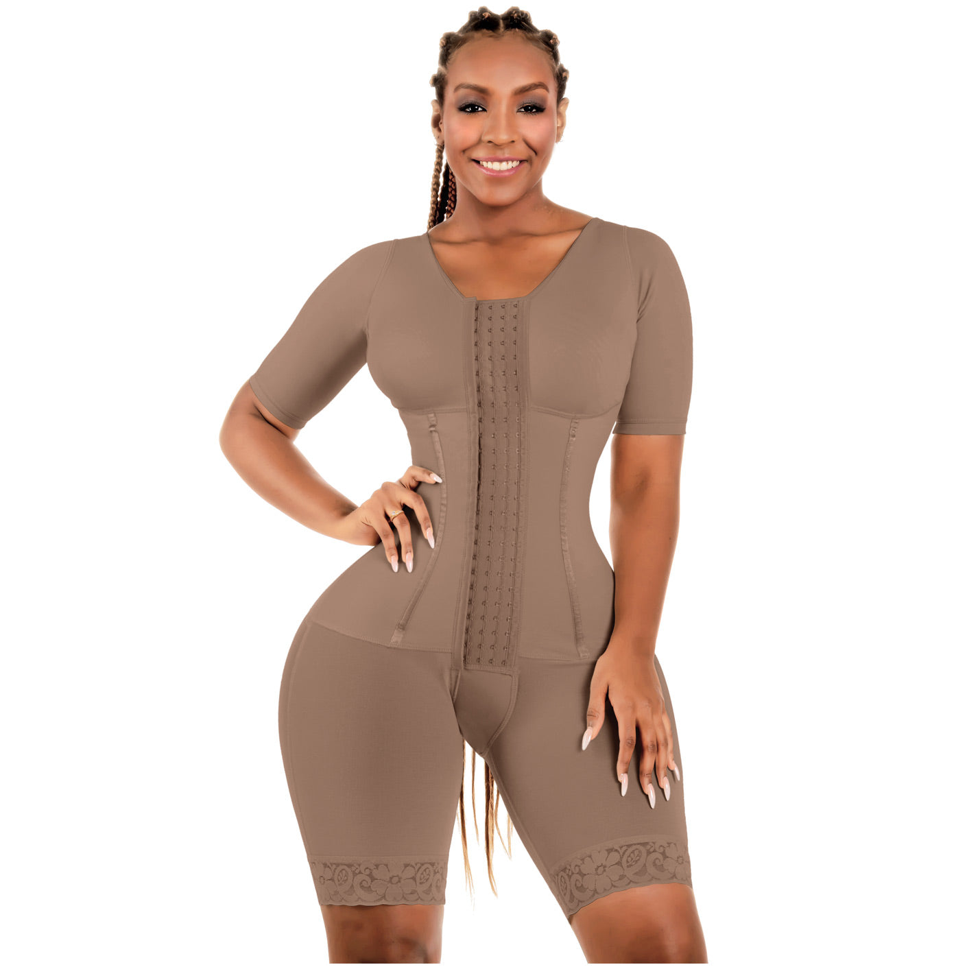 Bling Shapers 938BF | Colombian Compression Garment for Women | Enhance Your Figure with Sleeves and Built-In Bra | Experience the Power of Powernet