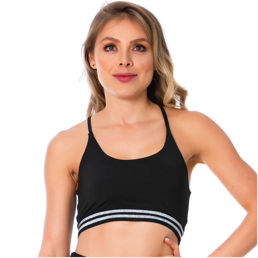 Flexmee 902053 | A sports bra in black with a racerback design | Chica Sexy