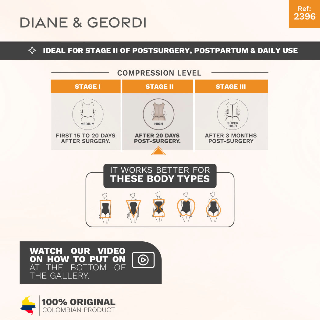 Diane & Geordi 2396  Open Bust Mid Thigh Postpartum Compression