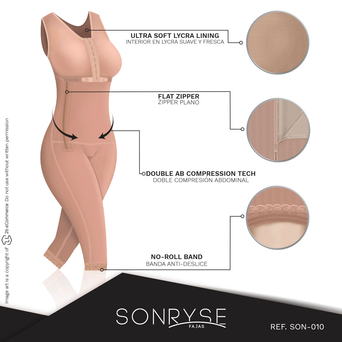 SONRYSE 010 |  Colombian Shapewear Knee Length | Bra and  High Back