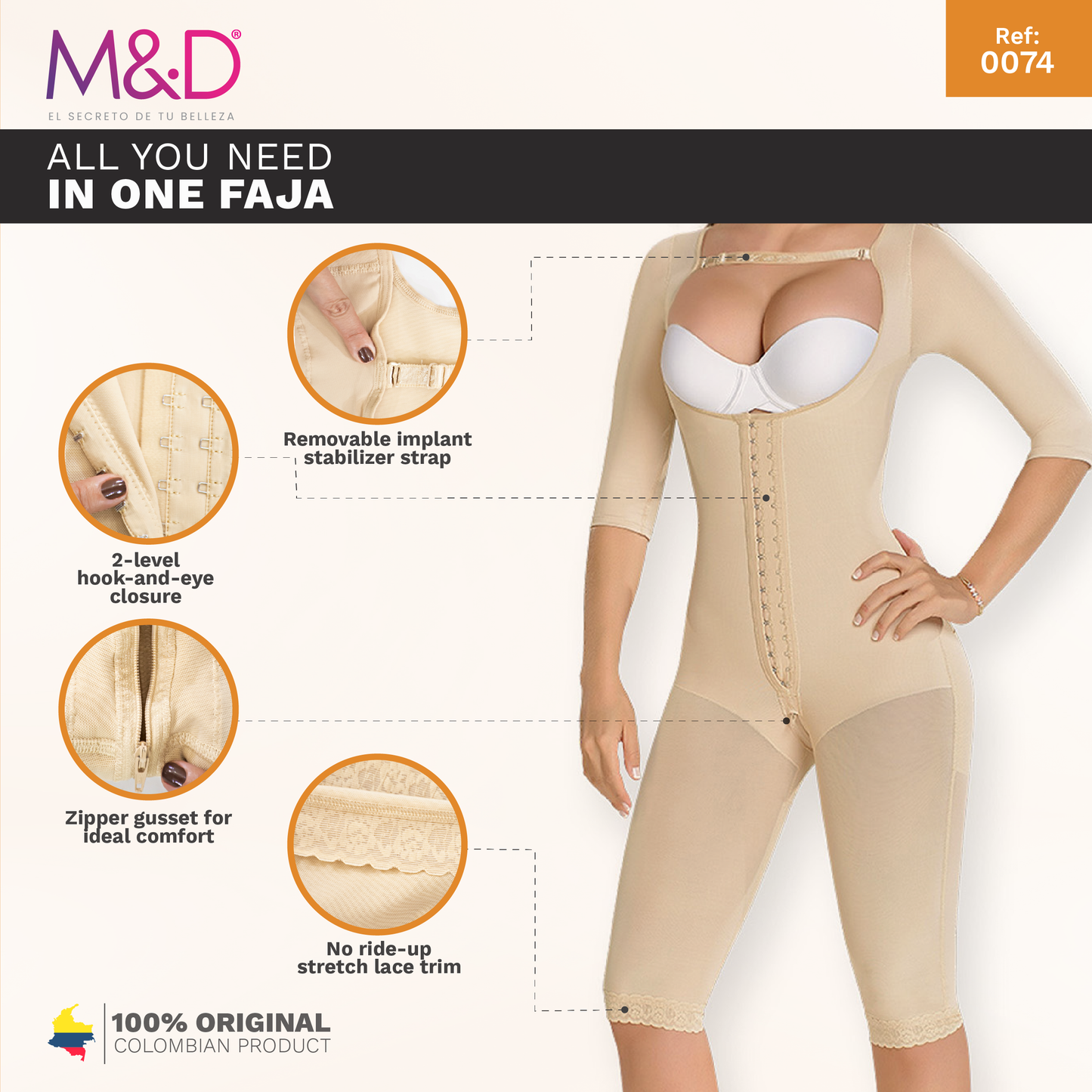 M&D 0074 | Fajas Colombianas | Full-Body Shaper For Women
